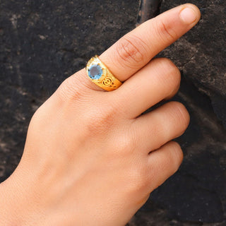 Genuine London Blue Topaz Ring, 925 Solid Sterling Silver Handmade Jewelry Engagement Ring For Women, November Birthstone- Anniversary Gift