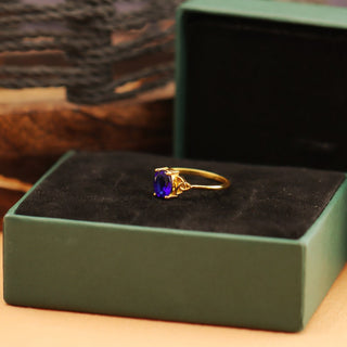 Blue Sapphire Ring, 925 Solid Sterling Silver Handmade Jewelry Engagement Ring For Women, Vintage Gemstone Wedding Ring