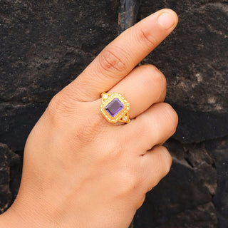 Purple Amethyst Gemstone Ring, 925 Solid Sterling Silver Handmade Jewelry Engagement Ring For Women, Anniversary Gift