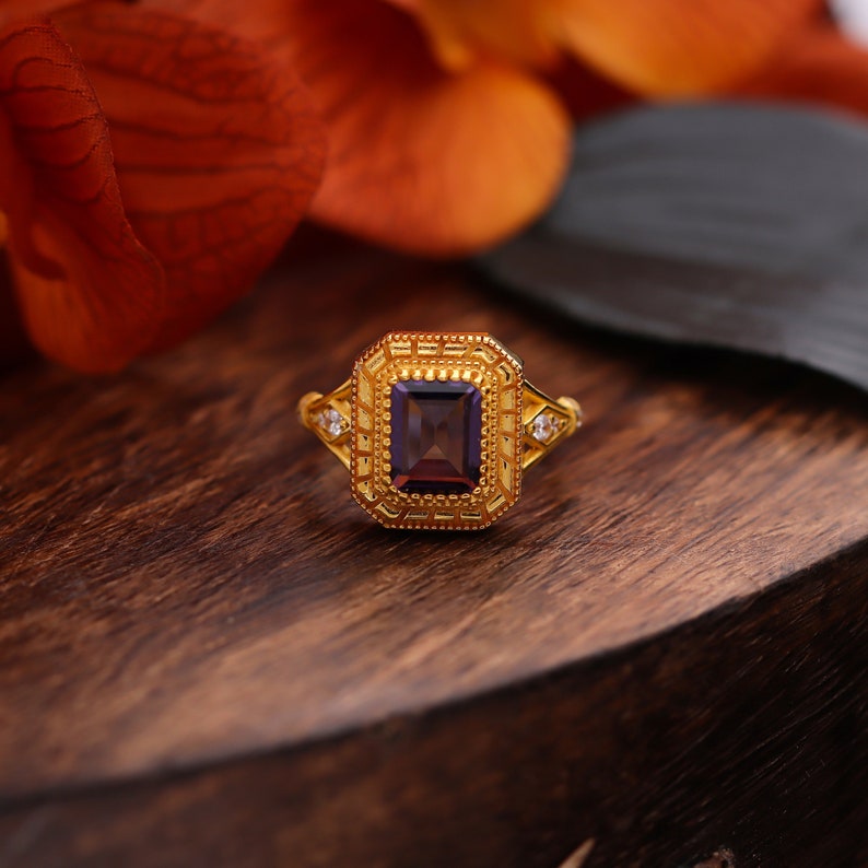 Purple Amethyst Gemstone Ring, 925 Solid Sterling Silver Handmade Jewelry Engagement Ring For Women, Anniversary Gift
