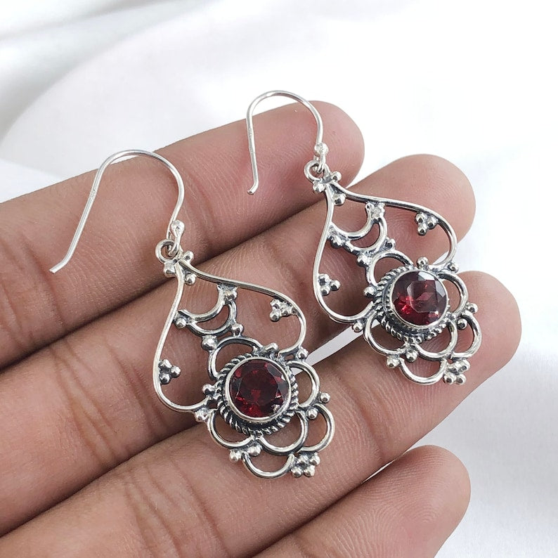 Red Garnet Earring By Harshita Jewellery