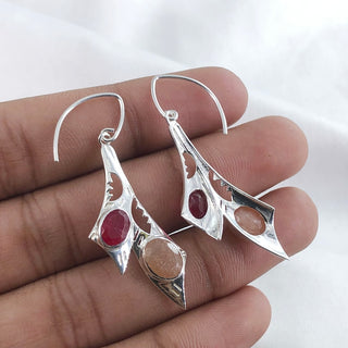 Ruby & Sunstone Gemstone Earring By Harshita Jewellery