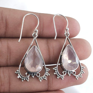 Rose Quartz Gemstone Earrings By Harshita Jewellery