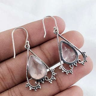 Rose Quartz Gemstone Earrings By Harshita Jewellery