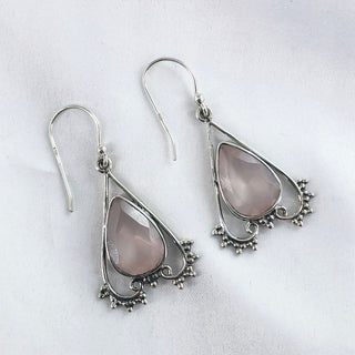 Rose Quartz Gemstone Earrings By Harshita Jewellery