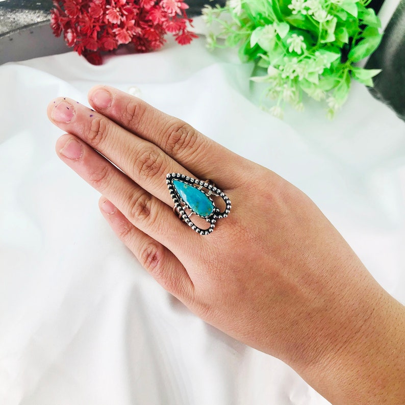 Natural Turquoise Ring By Harshita Jewellery