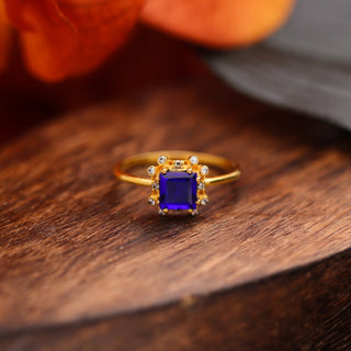 Blue Sapphire & Moissanite  Ring, 925 Solid Sterling Silver Handmade Jewelry Engagement Ring For Women, November Birthstone- Anniversary Gift