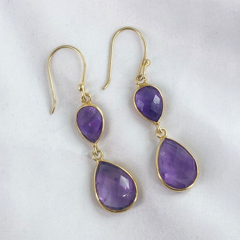Amethyst Gold Earring By Harshita Jewellery