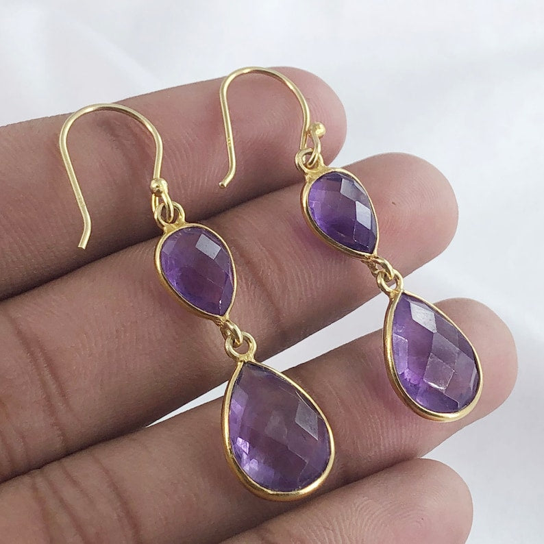 Amethyst Gold Earring By Harshita Jewellery