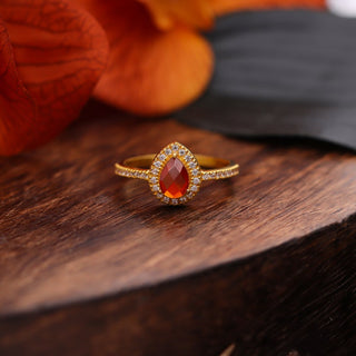 Red Garnet Ring & Mossianite 14k gold Plated Art Deco unique wedding Ring, promise Anniversary ring, Gift For Her
