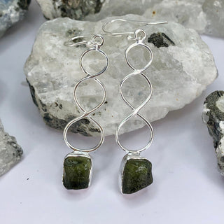 Crezh Moldavite Natural Gemstone 925 Sterling Silver Handmade Stud Earring