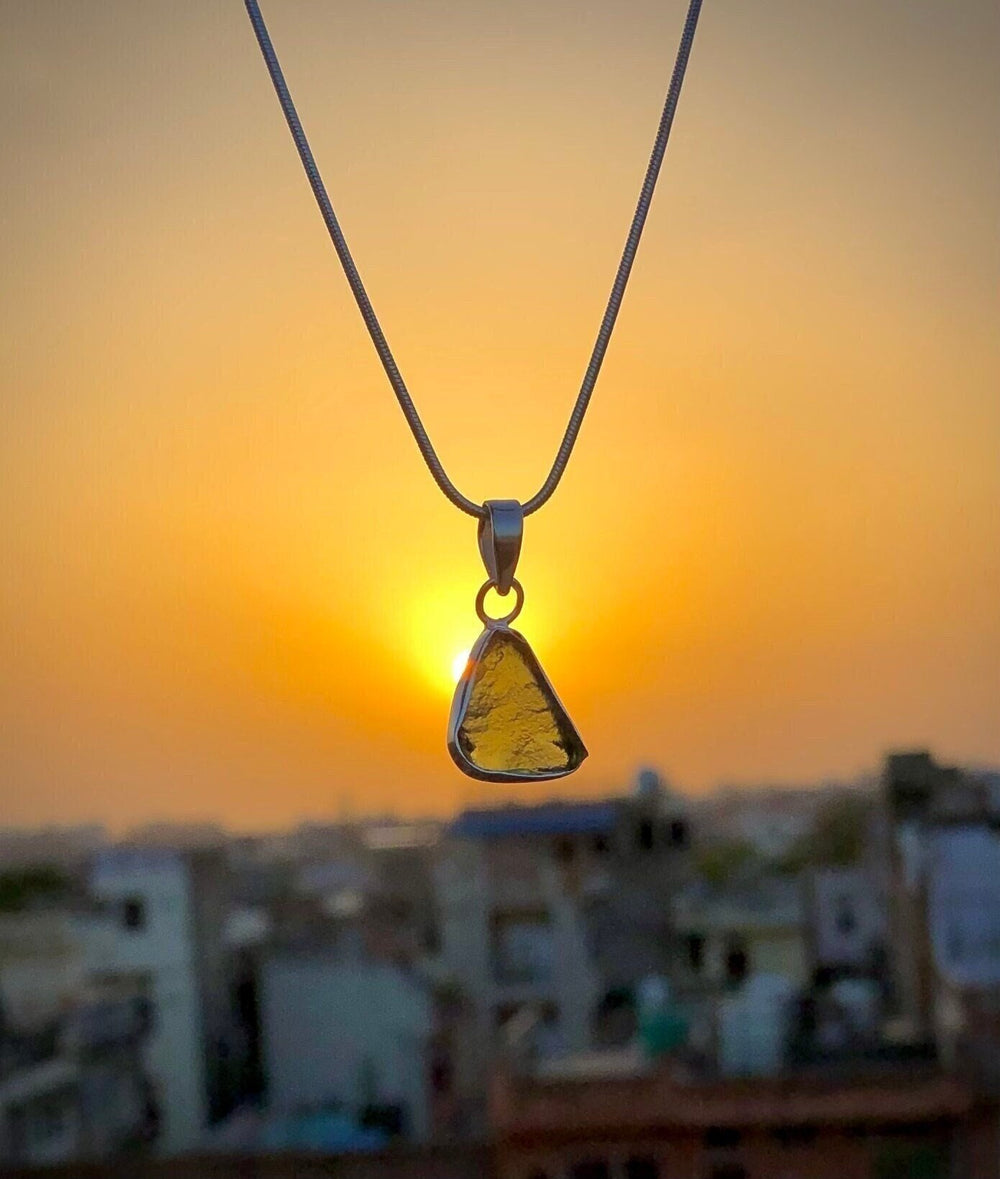 Natural Moldavite Pendant, 925 Solid Sterling Silver, Best Handmade Pendant, Genuine Czech Republic Moldavite Gemstone Pendant