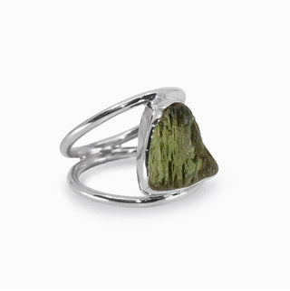 Authentic Czech Republic Moldavite Rough Gemstone 925 Solid Sterling Silver Handmade Ring Jewelry