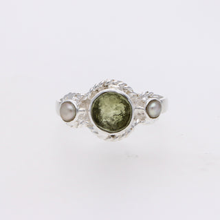 Authentic Czech Republic Moldavite Rough, Pearl Gemstone 925 Solid Sterling Silver Handmade Ring Jewelry