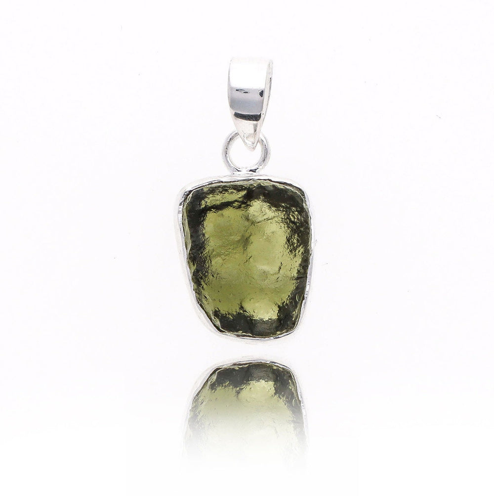 Genuine Moldavite Rough Pendant 100% Natural With Certified Gemstone From Czech Republic 925 Sterling Silver Handmade Designer Jewelry