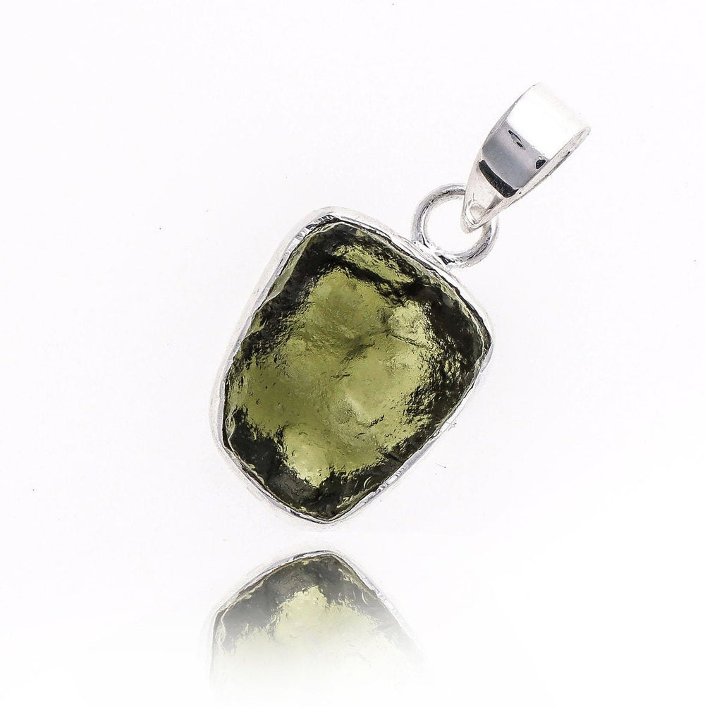 Genuine Moldavite Rough Pendant 100% Natural With Certified Gemstone From Czech Republic 925 Sterling Silver Handmade Designer Jewelry