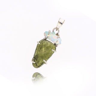 Moldavite Pendant, Czech Moldavite, Opal Pendant, Sterling Silver Pendant, Handmade Pendant, Natural Moldavite