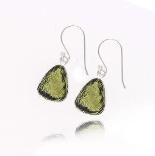 Natural Moldavite Rough Earrings Gemstone From Czech Republic 925 Solid Sterling Silver Handmade Designer Jewelry