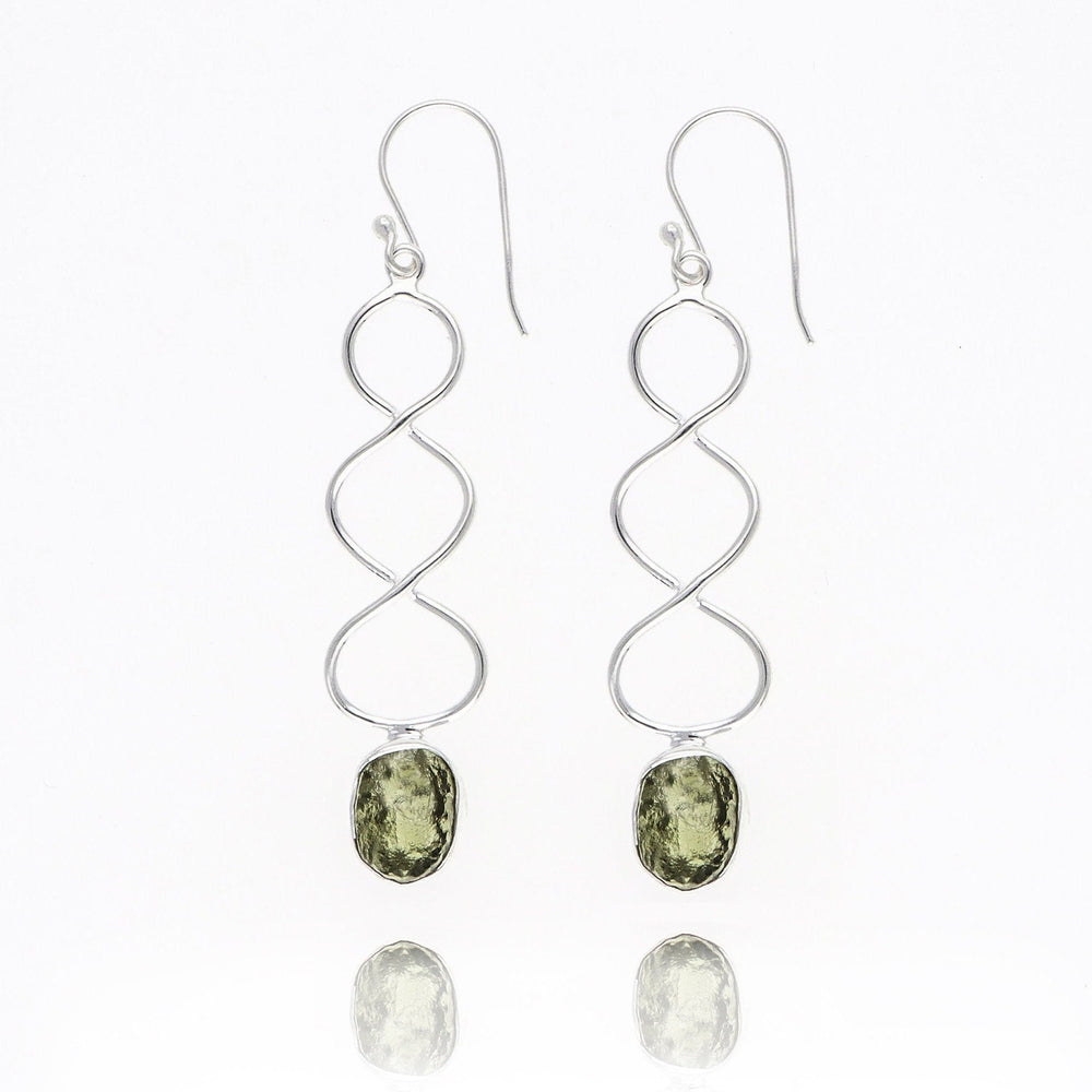 Crezh Moldavite Natural Gemstone 925 Sterling Silver Handmade Stud Earring