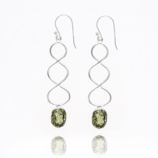 Crezh Moldavite Natural Gemstone 925 Sterling Silver Handmade Stud Earring