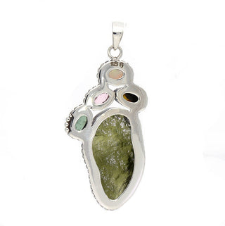 Moldavite Tourmaline pendant, genuine gemstone pendant, sterling silver handmade pendant, 100% genuine certified gemstone