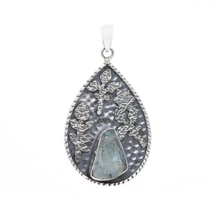 Raw Aquamarine Pendant, Sterling silver Pendant, March Birthstone, Handmade Pendant, Natural Aquamarine, Statement Boho Everyday Pendant