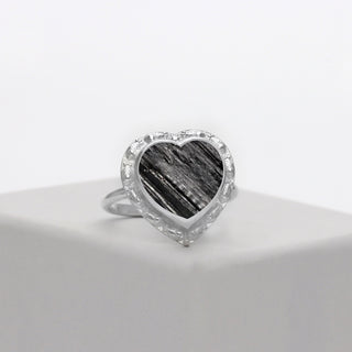 Raw Black Tourmaline Heart Ring, Bar Tourmaline Ring , Black Tourmaline Heart For Women, Natural Rough Stone, Handmade Ring, Gift For Her