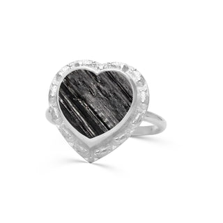 Raw Black Tourmaline Heart Ring, Bar Tourmaline Ring , Black Tourmaline Heart For Women, Natural Rough Stone, Handmade Ring, Gift For Her