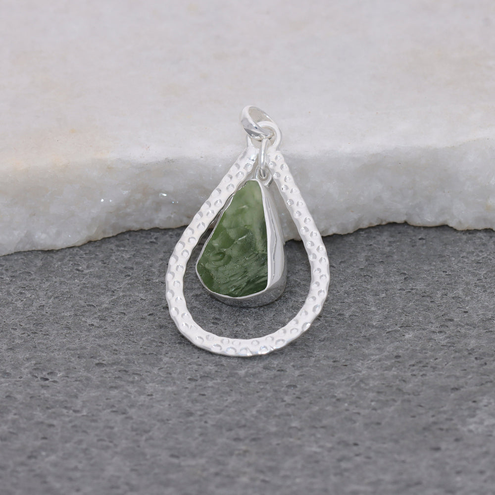 Authentic Moldavite Pendant, Natural Gemstone Jewelry, 925 Sterling Silver, Handmade Jewelry Gift, Christmas Silver Necklace, Gift For Her