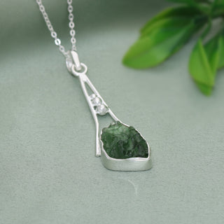 Genuine Raw Moldavite Pendant, Gemstone From Czech Republic, 925 Sterling Silver, Necklace For Women's, Gift For Girls, Handmade Pendant