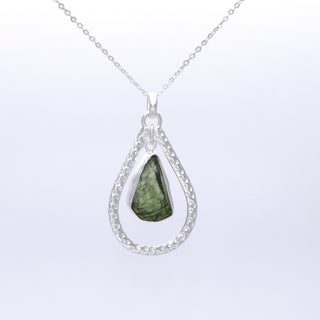 Authentic Moldavite Pendant, Natural Gemstone Jewelry, 925 Sterling Silver, Handmade Jewelry Gift, Christmas Silver Necklace, Gift For Her