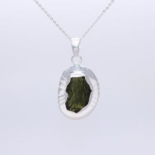 Moldavite Raw Gemstone Pendant, Handmade Gemstone Jewelry, Authentic Moldavite From Czech Republic, Pendant For Girls, 925 Sterling Silver