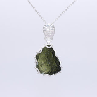 Moldavite Raw Pendant, 925 Sterling Silver, Jewelry For Women's, Handmade Gemstone Jewelry, Healing Crystal Gemstone, Silver Jewelry Gift