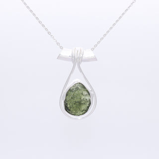 Genuine Moldavite Rough Pendant 100% Natural With Certified Gemstone From Czech Republic 925 Sterling Silver Handmade Designer Jewelry