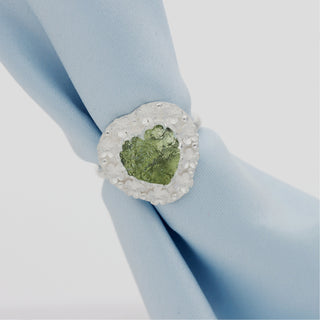 Authentic Czech Republic Moldavite Rough Heart Shaped Gemstone 925 Solid Sterling Silver Handmade Ring Jewelry