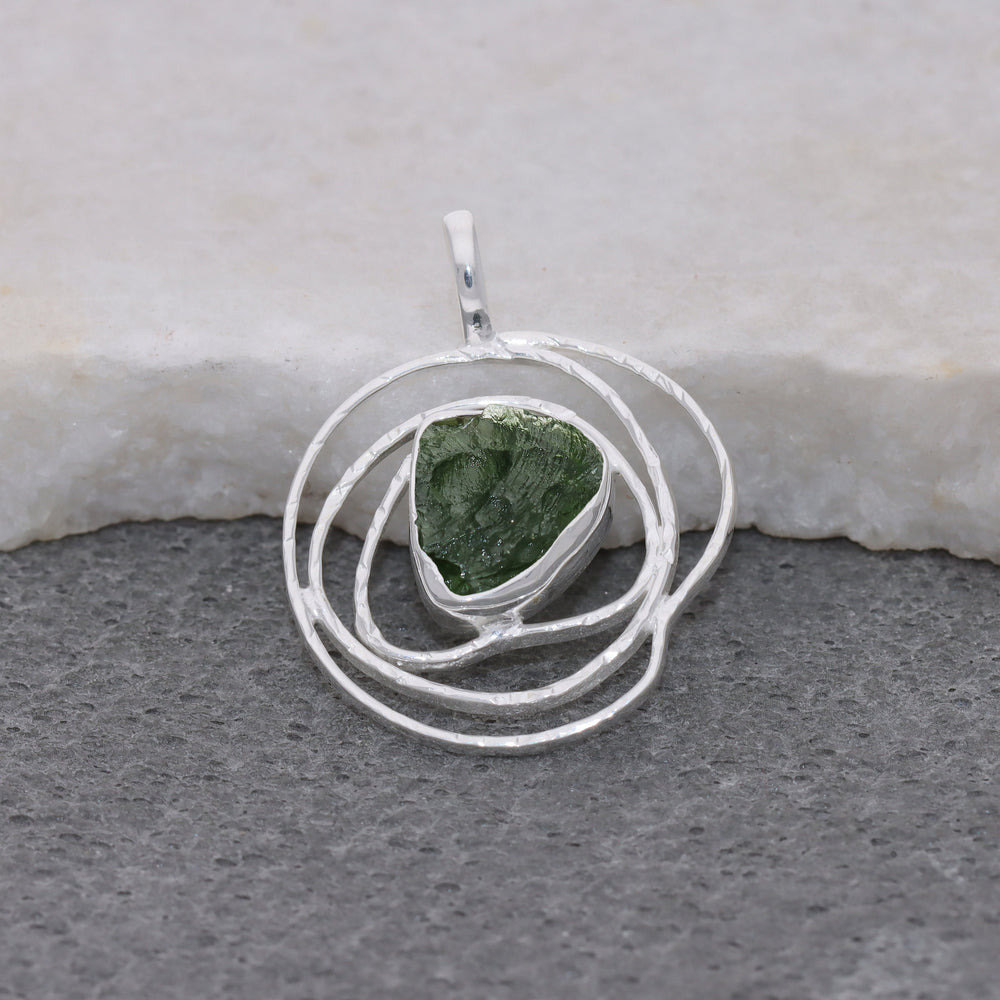 Raw Moldavite Pendant, Natural Gemstone Handmade Jewelry, Necklace For Women's, Jewelry For Christmas, Gift For Girls, 925 Sterling Silver