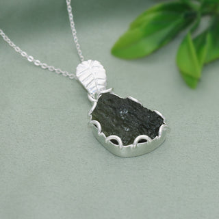 Moldavite Raw Pendant, 925 Sterling Silver, Jewelry For Women's, Handmade Gemstone Jewelry, Healing Crystal Gemstone, Silver Jewelry Gift