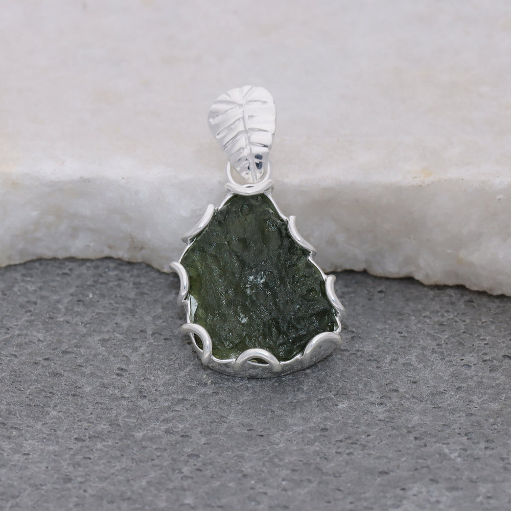 Moldavite Raw Pendant, 925 Sterling Silver, Jewelry For Women's, Handmade Gemstone Jewelry, Healing Crystal Gemstone, Silver Jewelry Gift