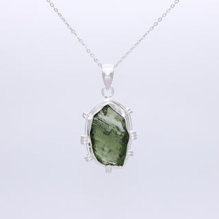 Genuine Raw Moldavite Pendant, Gemstone From Czech Republic, 925 Sterling Silver, Necklace For Women's, Gift For Girls, Handmade Pendant