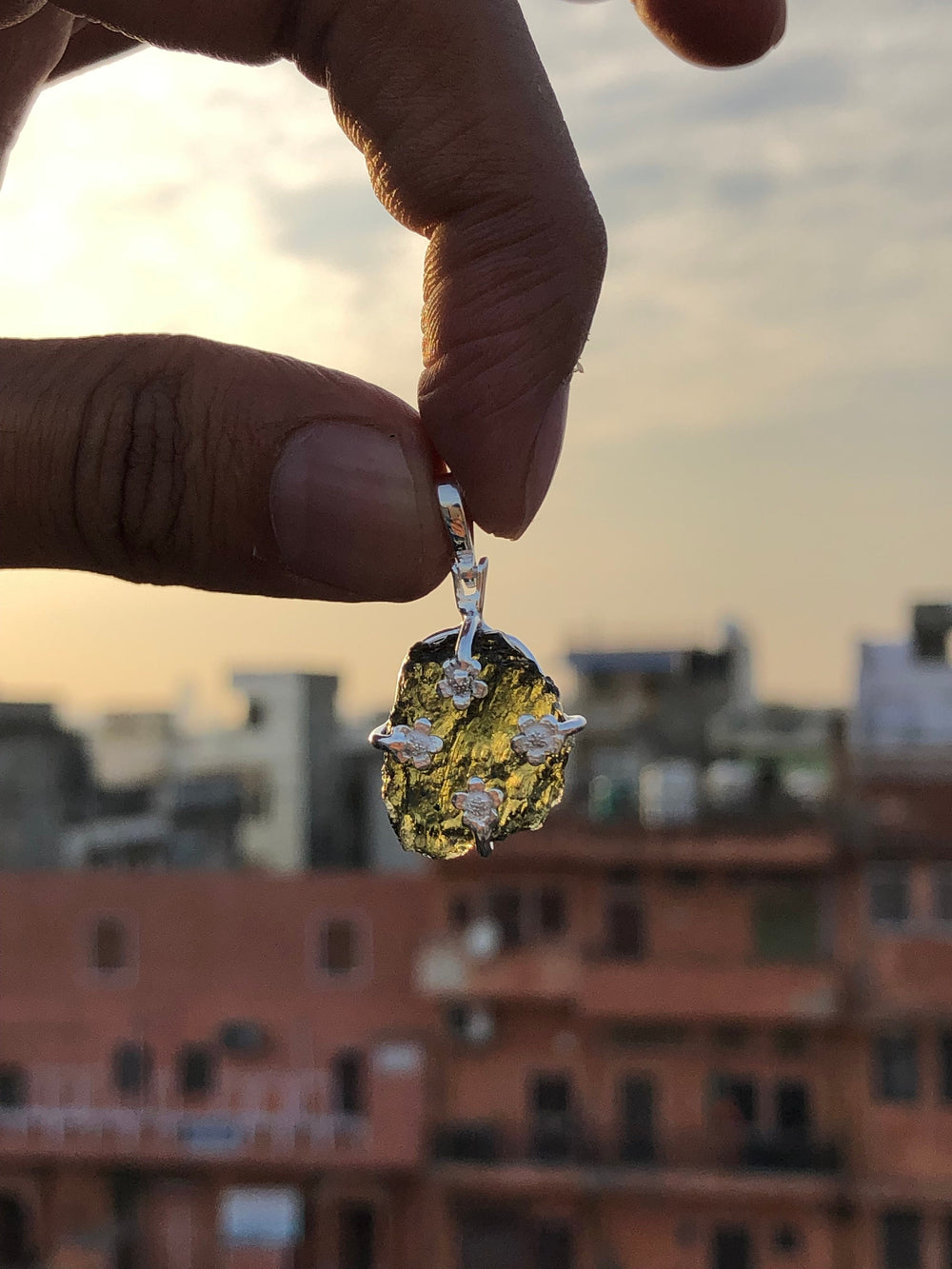 Genuine Moldavite Rough Pendant 100% Natural With Certified Gemstone From Czech Republic 925 Sterling Silver Handmade Designer Jewelry