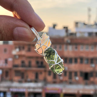Moldavite Pendant, Czech Moldavite, Opal Pendant, Sterling Silver Pendant, Handmade Pendant, Natural Moldavite