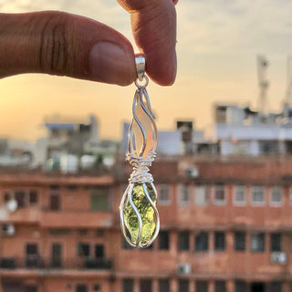 Moldavite Pendant, Czech Moldavite, Opal Pendant, Sterling Silver Pendant, Handmade Pendant, Natural Moldavite