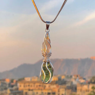 Moldavite Pendant, Czech Moldavite, Opal Pendant, Sterling Silver Pendant, Handmade Pendant, Natural Moldavite