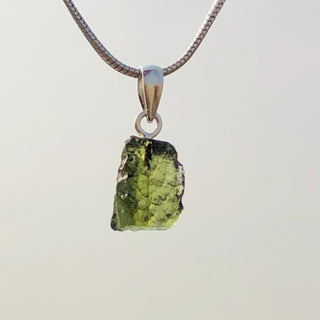 Moldavite Rough Pendant 925 Sterling Silver Handmade Designer Jewelry