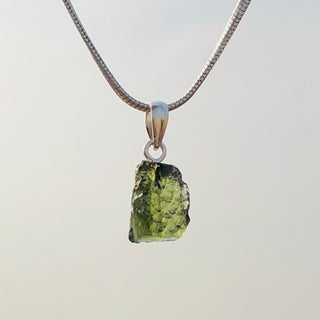 Moldavite Rough Pendant 925 Sterling Silver Handmade Designer Jewelry