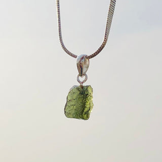 Moldavite Rough Pendant 925 Sterling Silver Handmade Designer Jewelry