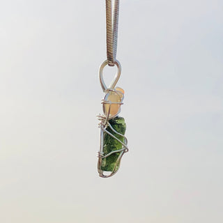 Moldavite Pendant, Czech Moldavite, Opal Pendant, Sterling Silver Pendant, Handmade Pendant, Natural Moldavite
