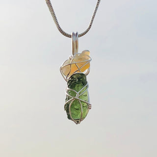 Moldavite Pendant, Czech Moldavite, Opal Pendant, Sterling Silver Pendant, Handmade Pendant, Natural Moldavite