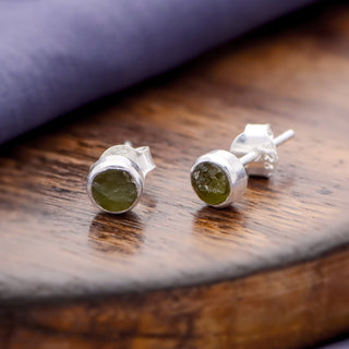 Raw Moldavite Gemstone Handmade 925 Sterling Silver Czech Moldavite Earring